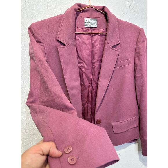 VINTAGE PENDLETON Women's Pink Rose Virgin Wool Tweed Blazer Jacket Size 12 - Picture 9 of 9